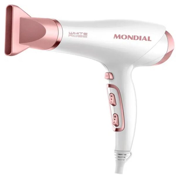 Secador de Cabelo Mondial White Rose Line 3 Temperaturas 2000W SCN-50 - Branco/Rosa - 110 Volts