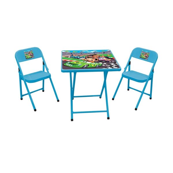 Juego de Mesa Infantil con 2 Sillas de Coche Azul Metalmix Sapeca